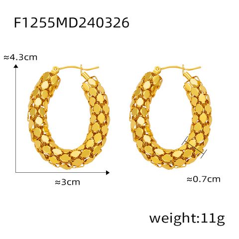 1 Pair Casual Retro O-Shape Titanium Steel 18K Gold Plated Earrings