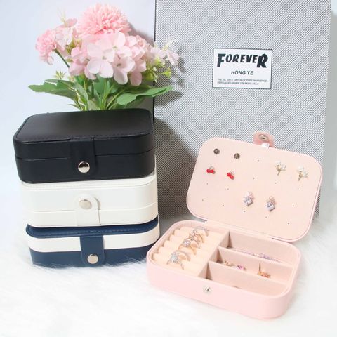 Simple Flip Travel Double Layer Jewelry Box Ring Necklace Ear Stud Pendant Jewelry Box Portable Jewelry Storage Box