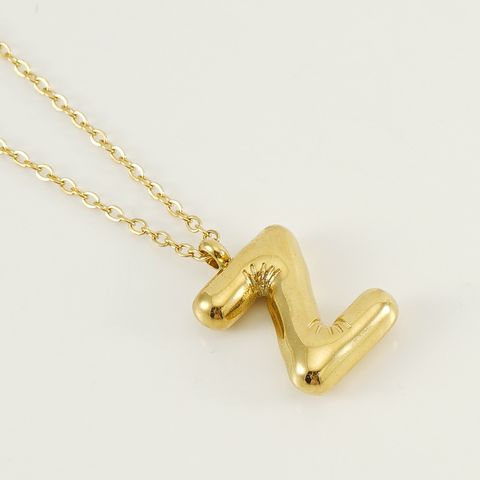 304 Stainless Steel 18K Gold Plated Simple Style Letter Pendant Necklace