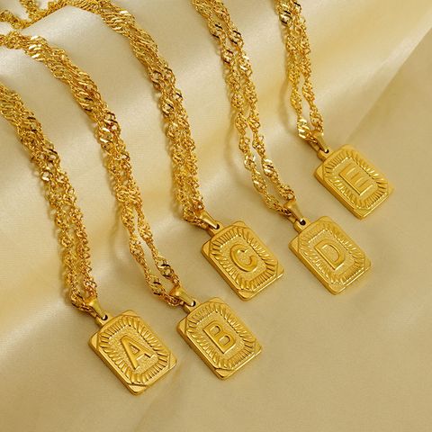 304 Stainless Steel 18K Gold Plated Casual Letter Pendant Necklace