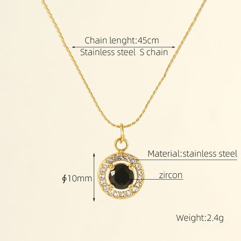 304 Stainless Steel 18K Gold Plated Elegant Simple Style Geometric Zircon Pendant Necklace