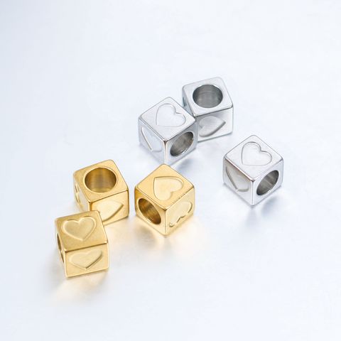 A Pack Of 3 Diameter 6 Mm 304 Stainless Steel Letter Polished Beads