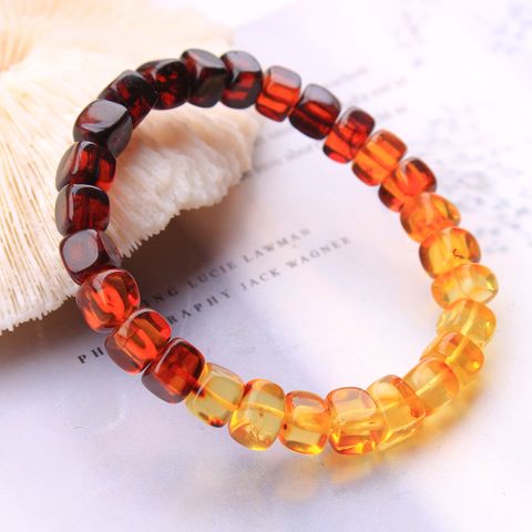 Amber IG Style Simple Style Beaded Polishing Square Gradient Color Bracelets