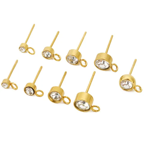 20 PCS/Package Diameter 3mm Hole 2~2.9mm 304 Stainless Steel Zircon Geometric Polished Hook Earring Findings