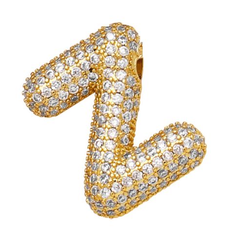 1 Piece 23.69*19.18mm Copper Zircon 18K Gold Plated Letter Polished Pendant