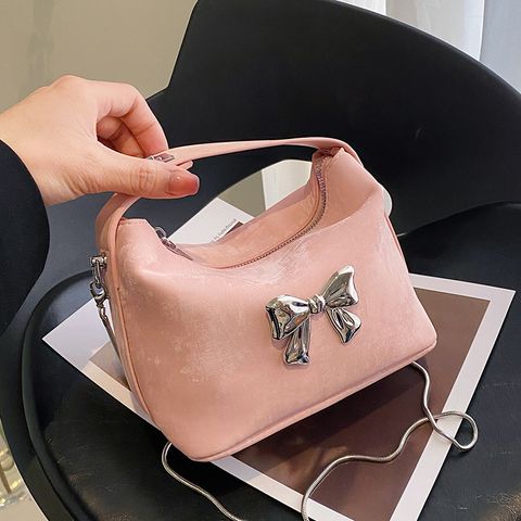 Women's One Size Pu Leather Solid Color Classic Style Sewing Thread Zipper Handbag