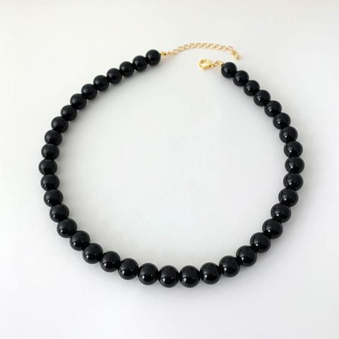 Simple Style Classic Style Round Copper Obsidian Beaded Men's Necklace