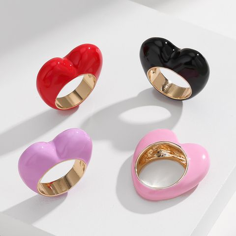 Wholesale Jewelry Cute Heart Shape Alloy Enamel Rings