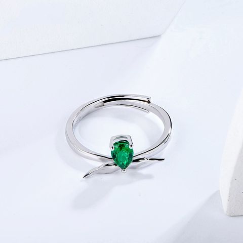 Sterling Silver Simple Style Classic Style Inlay Solid Color Lab-grown Gemstone Rings