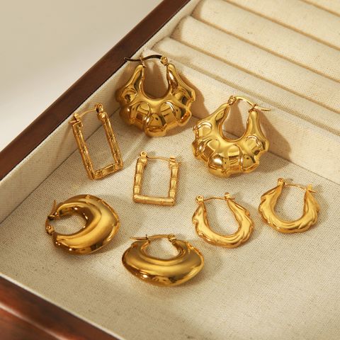 1 Paar IG-Stil Vintage-Stil Klassischer Stil Einfarbig Edelstahl 304 18 Karat Vergoldet Ohrringe