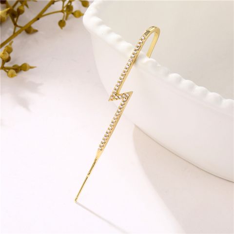 1 Piece Simple Style Round Lightning Inlay Copper Copper Alloy Brass Zircon 18K Gold Plated Ear Studs
