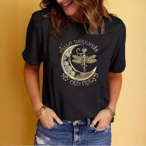 Women's T-shirt Short Sleeve T-Shirts Printing Streetwear Moon