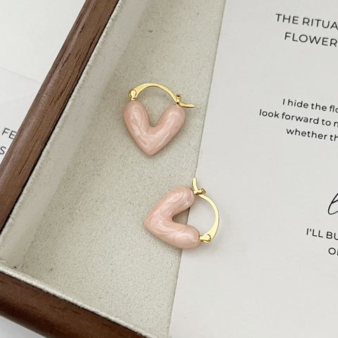 1 Pair Elegant Sweet Heart Shape Copper Plating Earrings