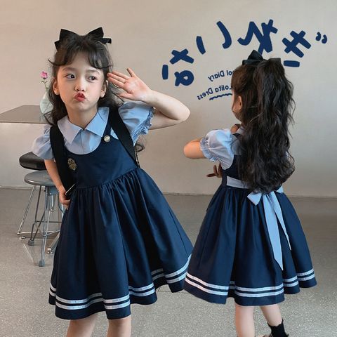 Princess Cute Embroidery 2 In 1 Big Bow Cotton Blend Girls Dresses