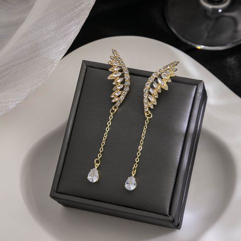 1 Pair Elegant Lady Streetwear Butterfly Inlay Alloy Rhinestones Drop Earrings