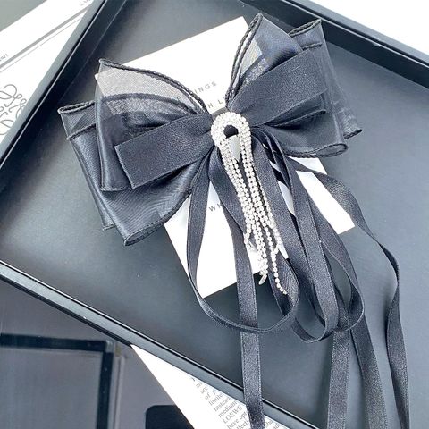 Women's Elegant Bow Knot Organza Inlay Rhinestones Hair Clip