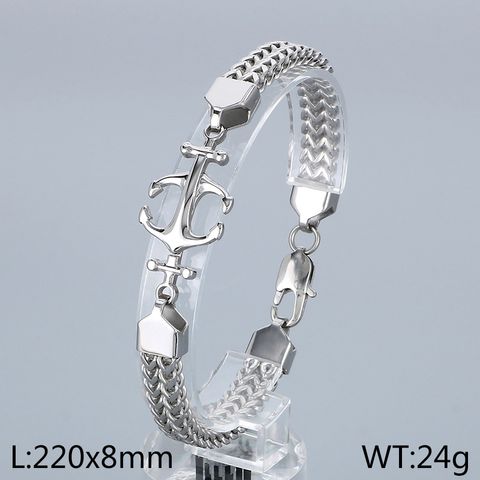 Simple Style Anchor 304 Stainless Steel Patchwork 18K Gold Plated Men's Bracelets