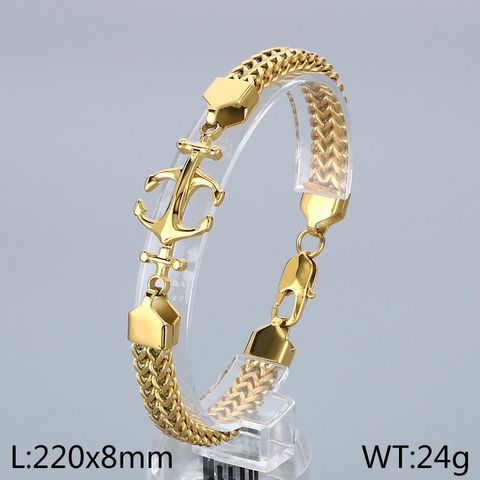 Simple Style Anchor 304 Stainless Steel Patchwork 18K Gold Plated Men's Bracelets