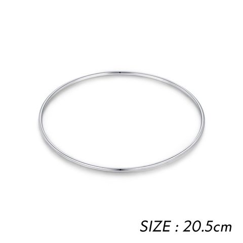 Sterling Silver Rhodium Plated Classic Style Commute Circle Bangle