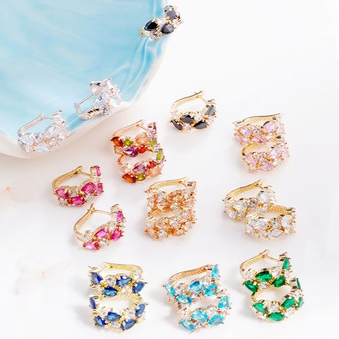 1 Pair Luxurious Color Block Plating Inlay Copper Zircon 14K Gold Plated 18K Gold Plated K Gold Plated Ear Cuffs