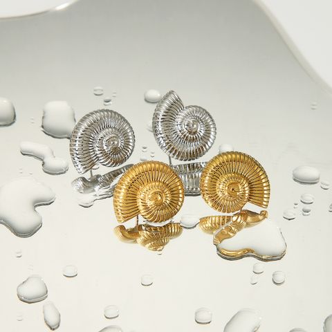 1 Pair Casual Vintage Style Spiral 304 Stainless Steel 18K Gold Plated Ear Studs