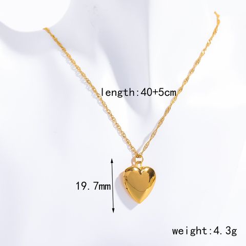 Casual Vintage Style Classic Style Heart Shape Stainless Steel Plating 18k Gold Plated Pendant Necklace