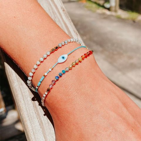 Simple Style Classic Style Rainbow Beaded Natural Stone Glass Beaded Women's Drawstring Bracelets