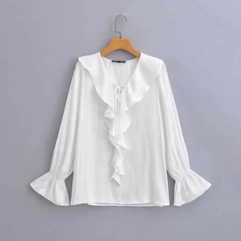 Women's Blouse Long Sleeve Blouses Button Simple Style Solid Color