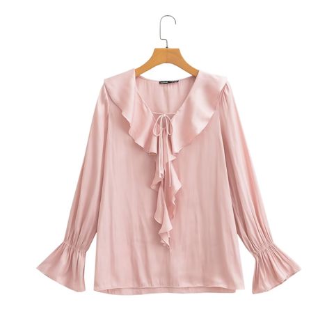 Women's Blouse Long Sleeve Blouses Button Simple Style Solid Color