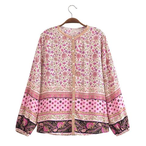 Women's Blouse Long Sleeve Blouses Printing Button Vacation Ditsy Floral