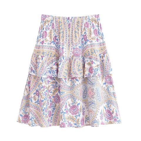 Daily Beach Women's Vacation Printing Polyester Printing Tassel Skirt Sets Skirt Sets
