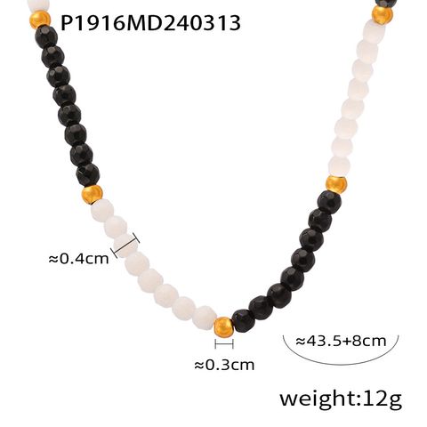 Retro Round Oval Natural Stone Agate Plating Necklace 1 Piece