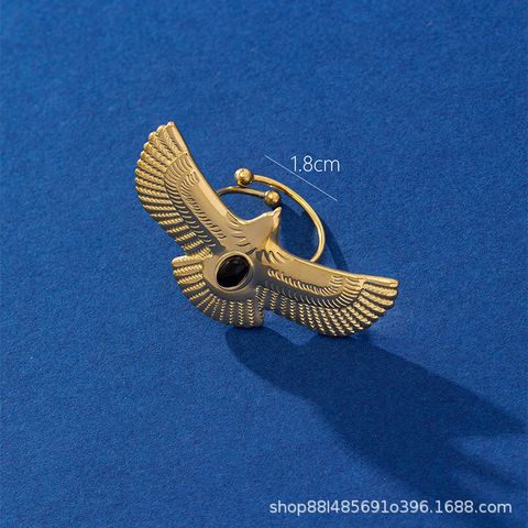 Hip-Hop Cool Style Eagle 316 Stainless Steel  Titanium Steel 18K Gold Plated Women's Open Rings