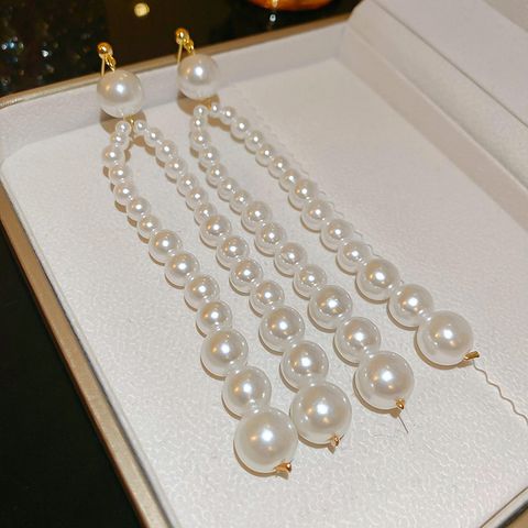 1 Pair Casual Elegant Pearl Inlay Imitation Pearl Sterling Silver Pearl Drop Earrings