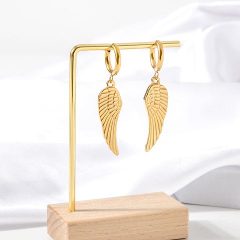 1 Pair Vacation Roman Style Wings Plating 304 Stainless Steel 18K Gold Plated Drop Earrings