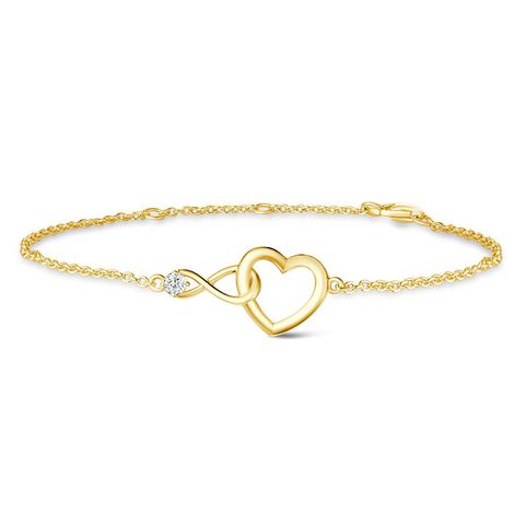 Simple Style Infinity Heart Shape Sterling Silver Plating Hollow Out Inlay Women's Bracelets Necklace 1 Piece
