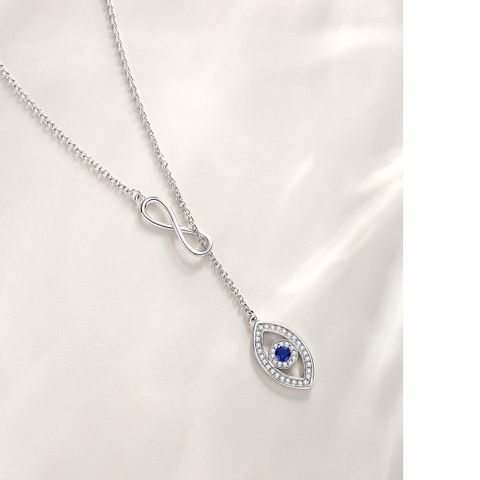 IG Style Simple Style Devil's Eye Infinity Sterling Silver Plating Hollow Out Inlay Zircon Pendant Necklace 1 Piece