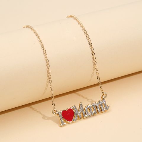 Elegant Simple Style Letter Alloy Plating Mother'S Day Women's Pendant Necklace 1 Piece