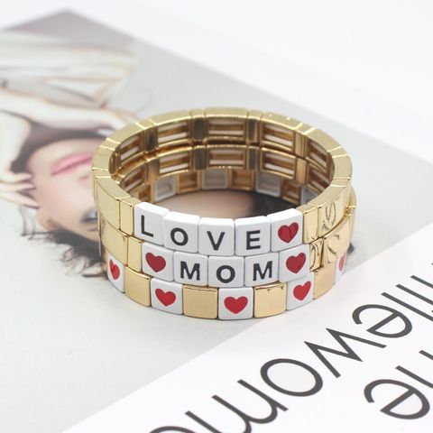 Casual Simple Style Letter Alloy Mother'S Day Women's Wristband 1 Piece