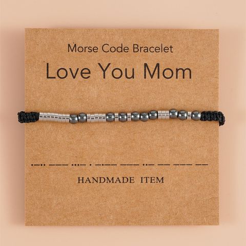 Casual Simple Style Geometric Stainless Steel Rope Haematite Braid Mother'S Day Women's Drawstring Bracelets