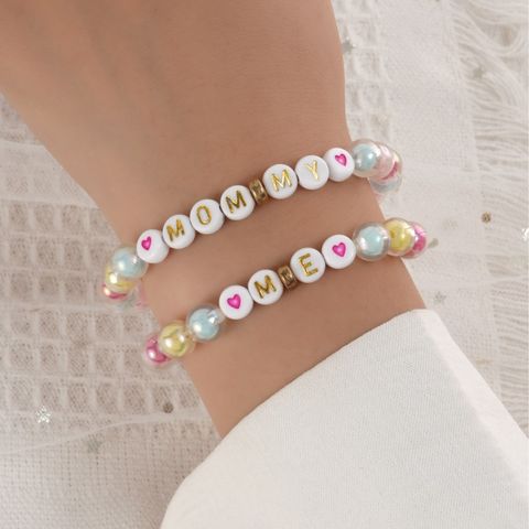 Casual Simple Style Letter Arylic Knitting Mother'S Day Women's Bracelets 2 Pieces Set