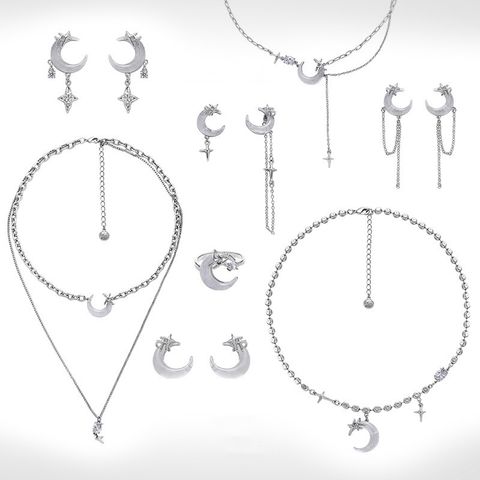 IG Style Elegant Moon Alloy Plating Women's Rings Earrings Necklace