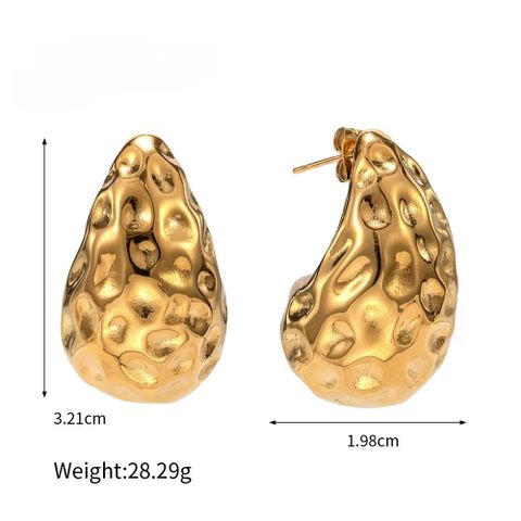 1 Pair IG Style Simple Style C Shape Water Droplets Stainless Steel 18K Gold Plated Ear Studs