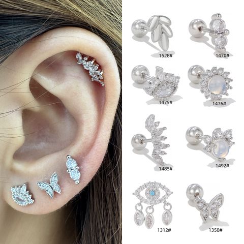 1 Piece Ear Cartilage Rings & Studs Simple Style Geometric Devil's Eye Brass Inlay Zircon Ear Cartilage Rings & Studs