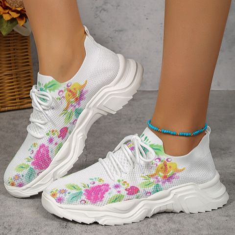 Women's Casual Colorful Floral Round Toe Sports Shoes