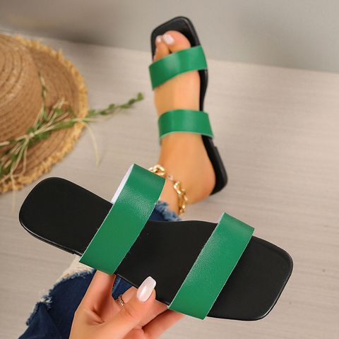 Women's Vacation Solid Color Open Toe Slides Slippers