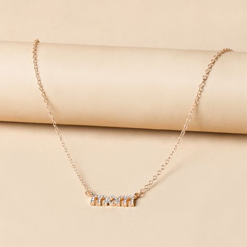 Wholesale Jewelry MAMA Modern Style Simple Style Letter Alloy Rhinestones Plating Inlay Necklace