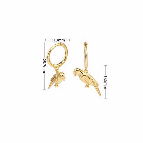 1 Pair Classic Style Dolphin Plating Sterling Silver Gold Plated Drop Earrings