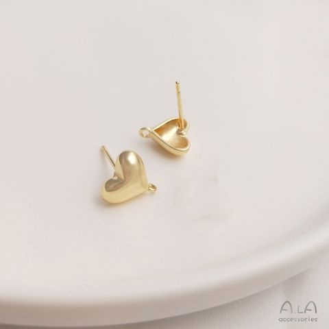 1 Pair 10 * 10mm Alloy 14K Gold Plated Heart Shape Earring Findings