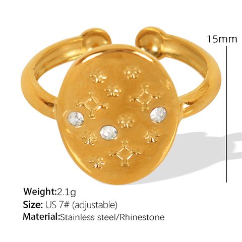 Titanium Steel 18K Gold Plated Vintage Style Star Heart Shape Plating Inlay Zircon Open Rings